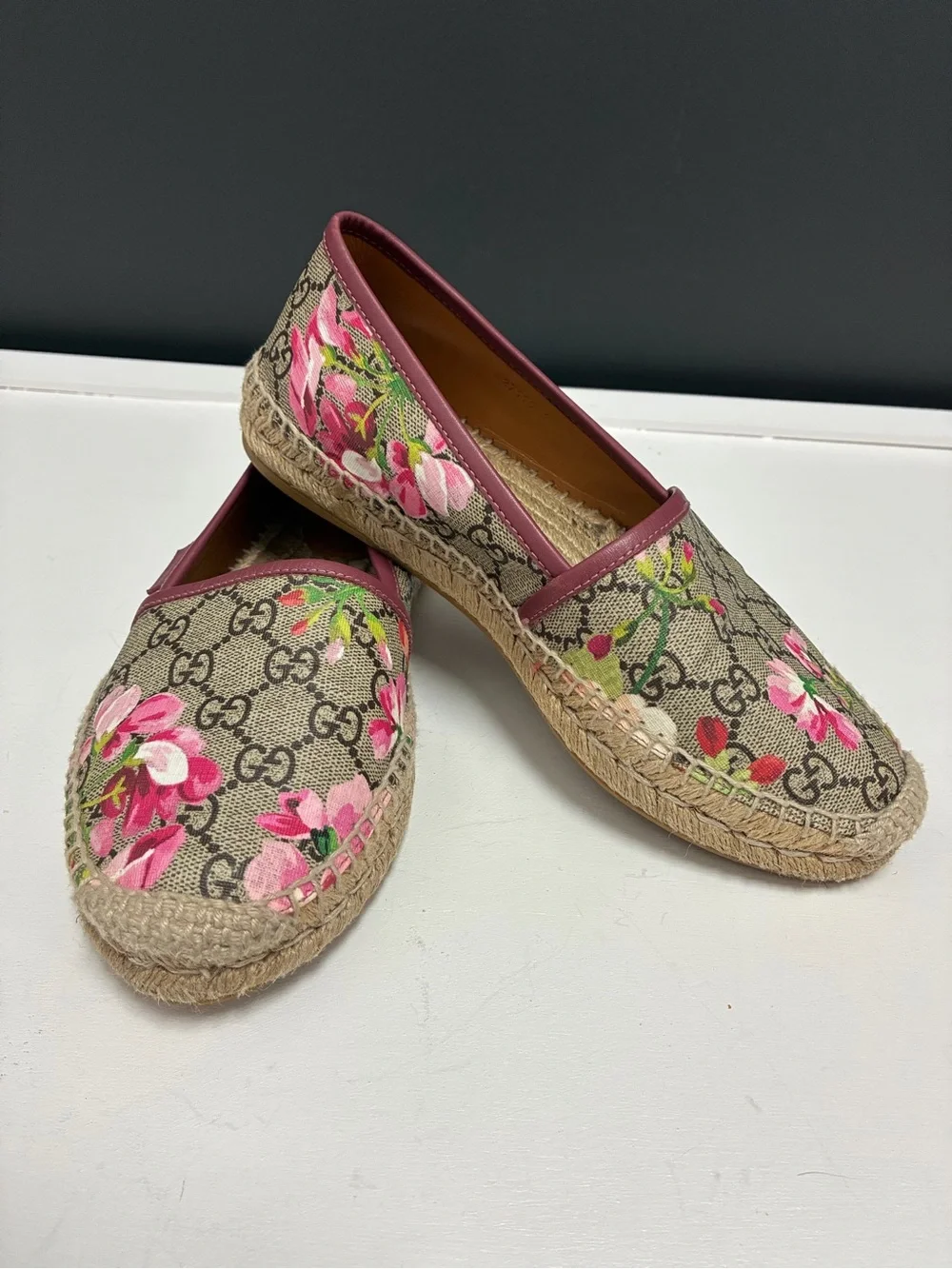 Gucci Pink Floral GG Canvas Espadrilles